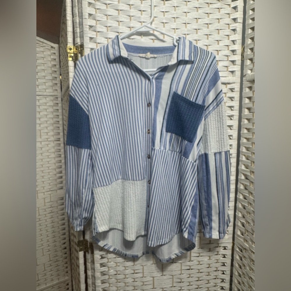 Blue Striped Button Down Shirt